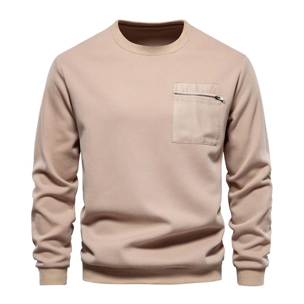 Nukty High Quality Cotton Sweatshirt for Men with Zipper Pocket