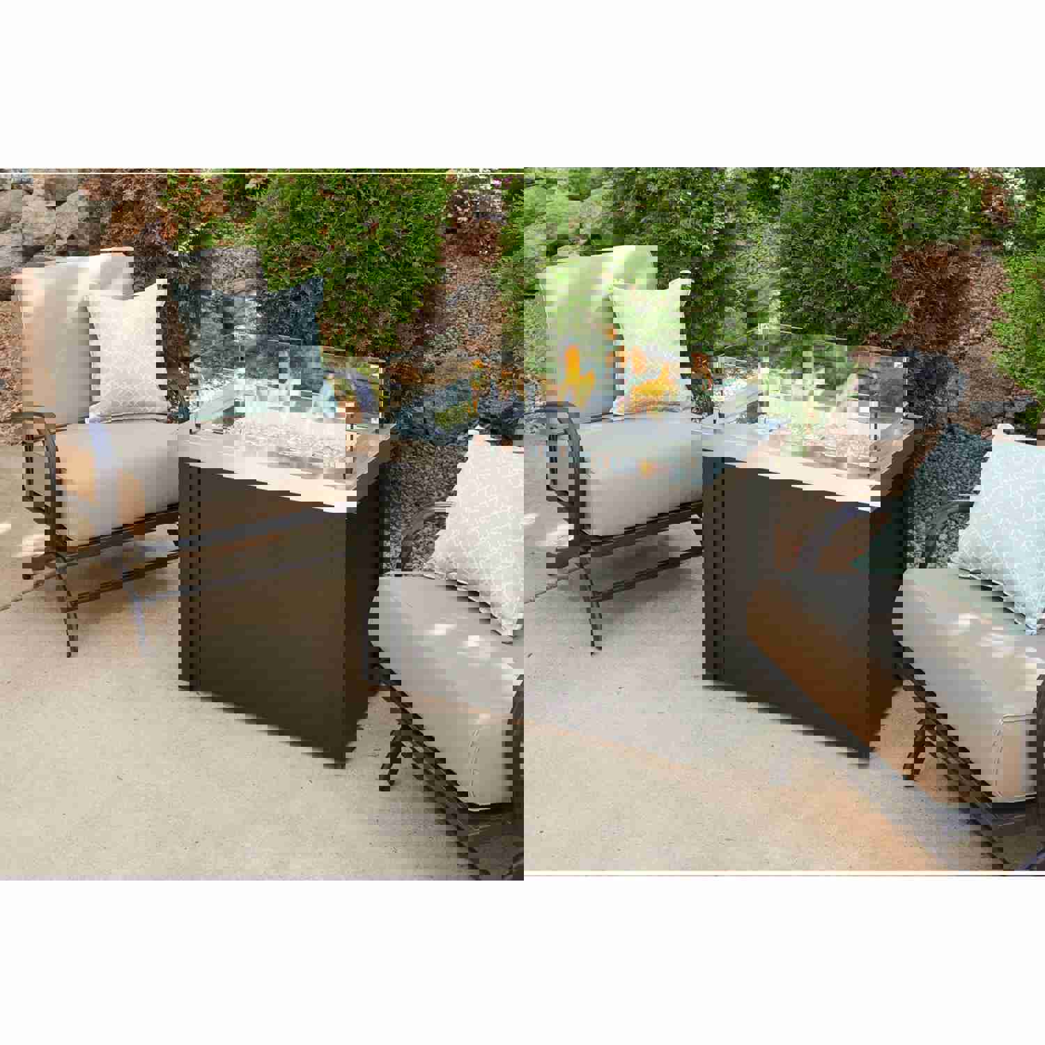 The Outdoor GreatRoom Company Stainless Steel Providence Rectangular Gas Fire Pit Table | PROV-1224-SS