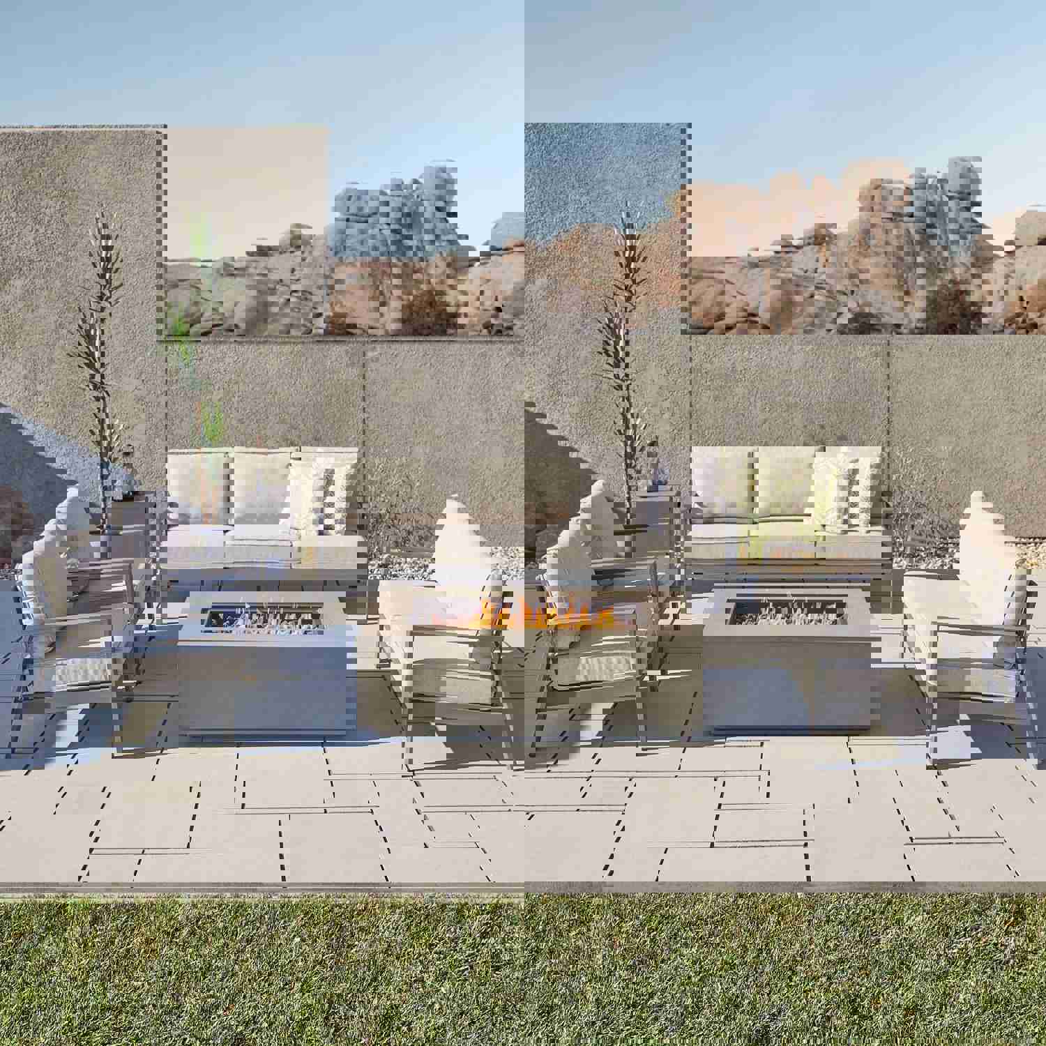 Real Flame Aegean 50 Rectangle Propane or Natural Gas Fire Pit Table