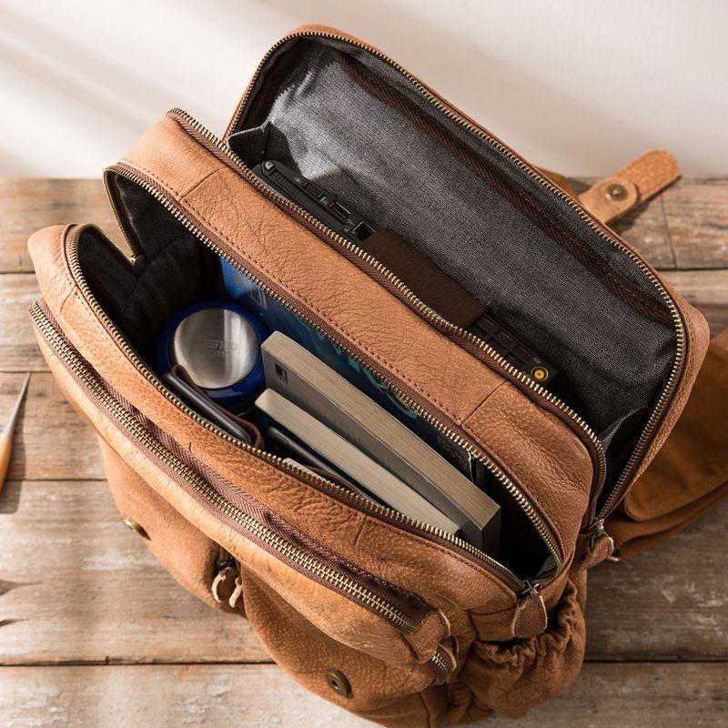 Cool Brown Men's Leather Backpack - Travel & Laptop Backpack