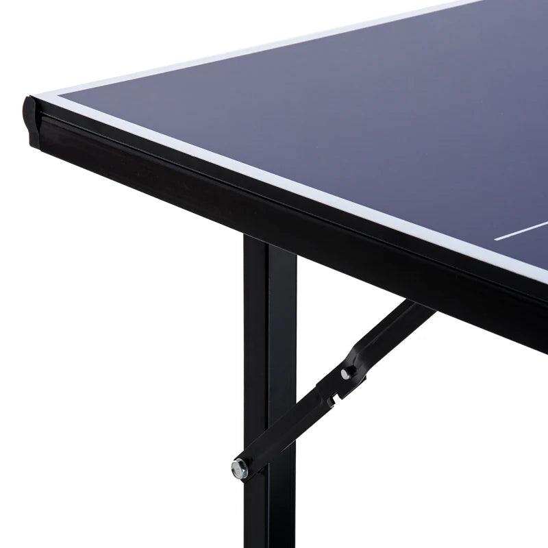 Soozier 72 Compact Folding Multi-Use Indoor/Outdoor Table Tennis Table with Net and Post Set, Blue