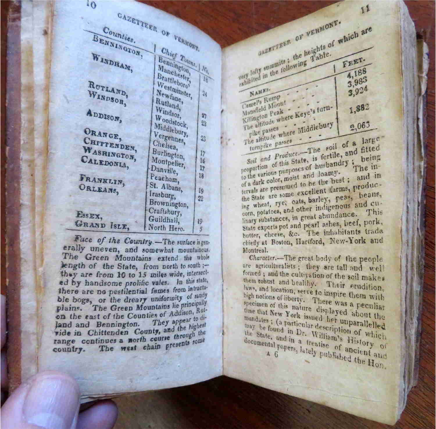 Vermont Gazetteer Geographical & Statistical 1823 Rare Pocket Book