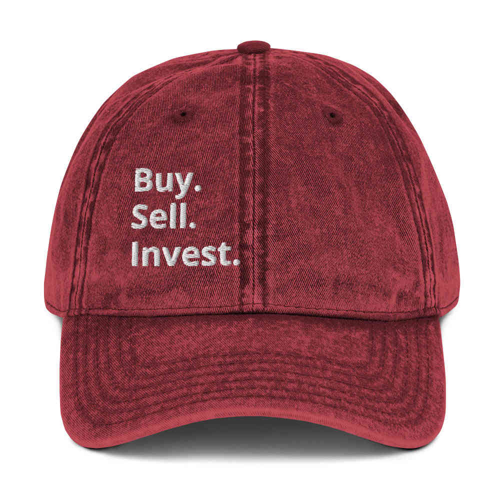 Vintage Cotton Twill Cap with Buy. Sell. Invest. Embroidery