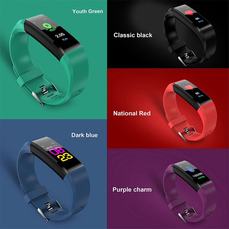 115Plus Smart Bracelet with Heart Rate and Blood Pressure Monitor, Fitness Tracker