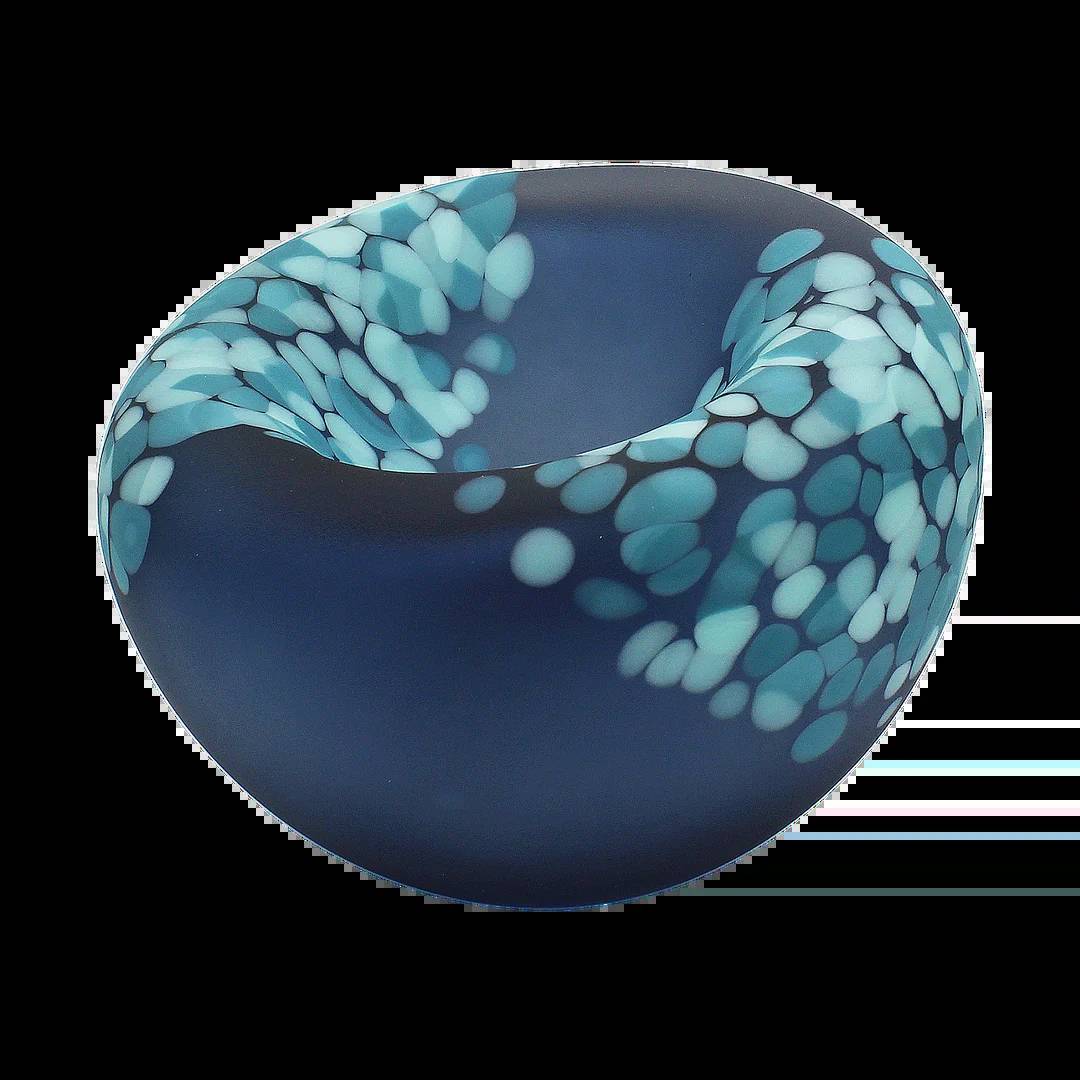 Handblown Frit Sunk Bowl in Steel Blue