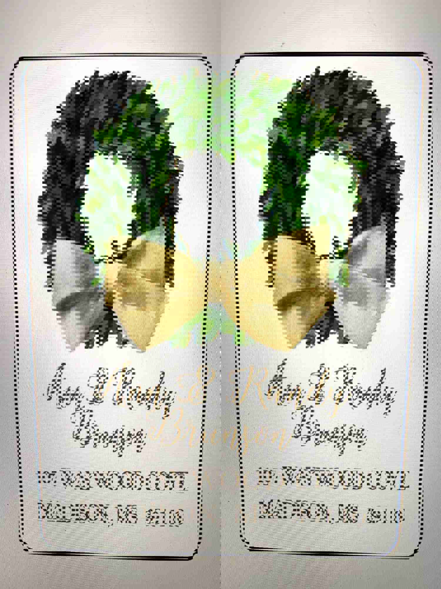 Personalized Christmas Gift Stickers - Gold Boxwood Wreath