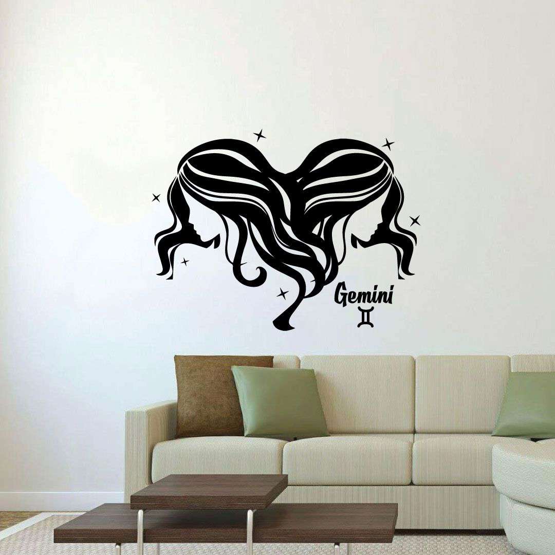 Gemini Twin Two Face Silhouette Air Sign Horoscope Vinyl Wall Art Sticker Decal