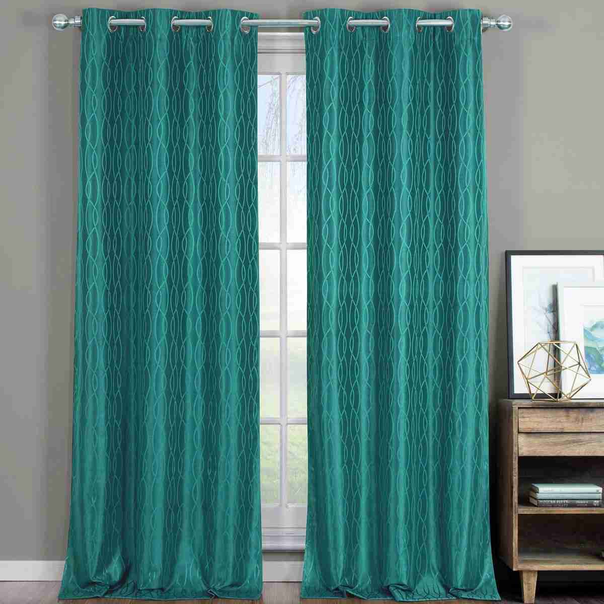 Voyage Jacquard Thermal Blackout Grommet Curtain Panels (Set of 2) - Multiple Sizes Available