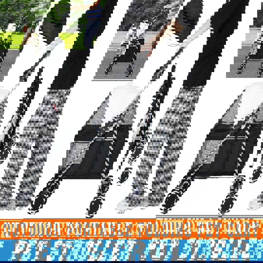 Premium 4-Wheel Pet Stroller with Spring Damping Design for Dogs and Cats