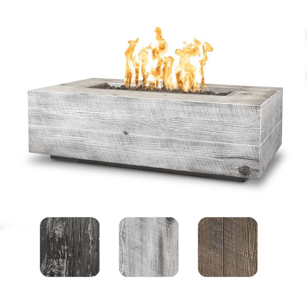 The Outdoor Plus - Coronado GFRC Wood Grain Concrete Rectangle Gas Fire Pit 108