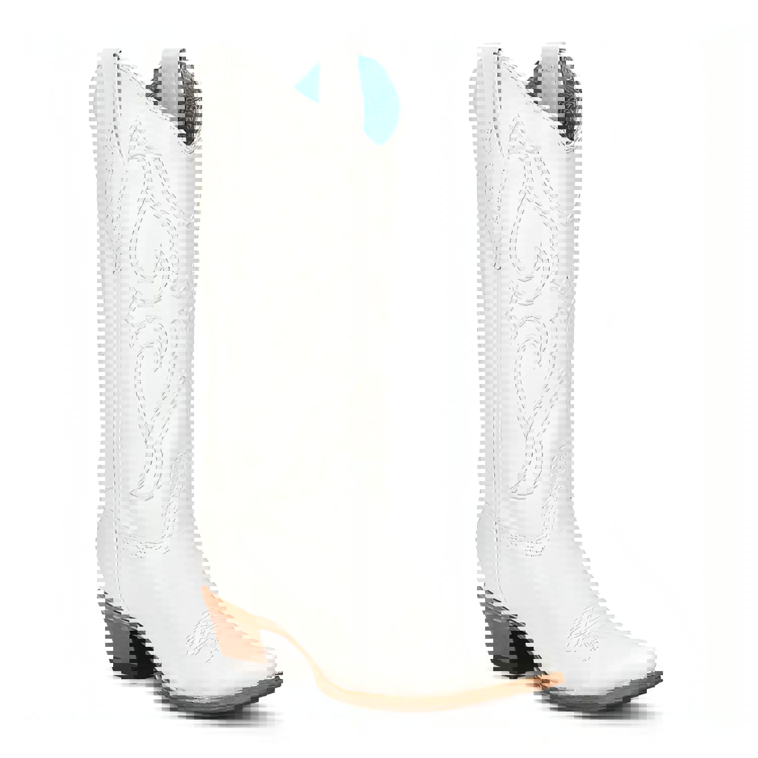 Corral Ladies Western Embroidery Snip Toe White Pull On Boots