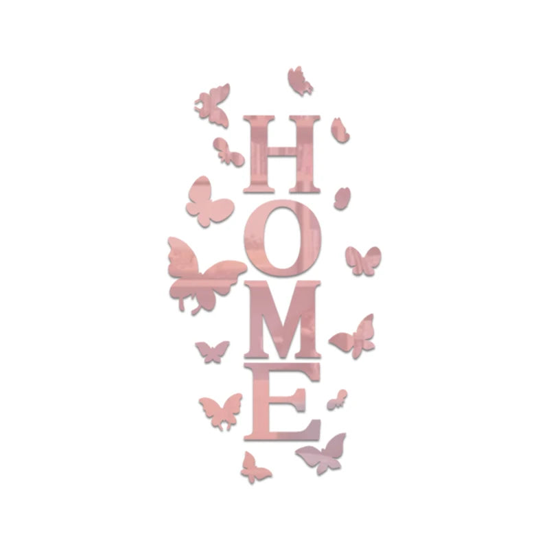 Butterfly English Letters Acrylic Mirror Surface Wall Sticker Alphabet Poster