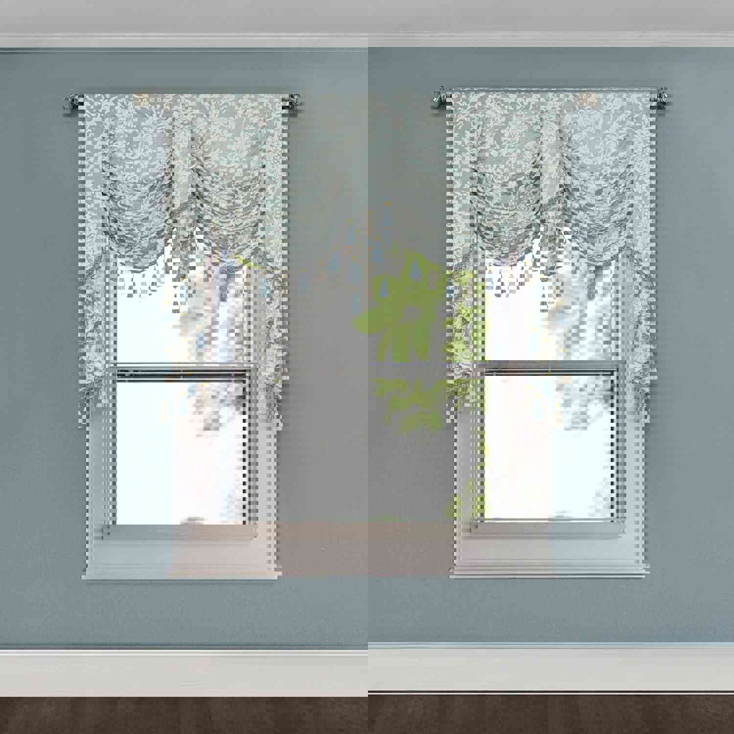 Canterbury Swag Valance - Embroidered Waterfall Window Valance