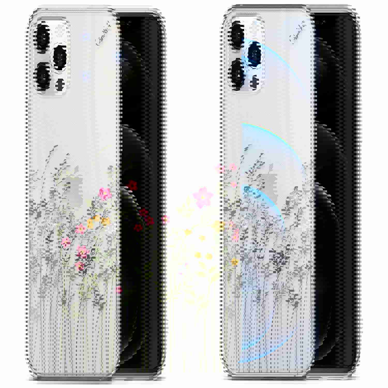 High-Quality TPU Clear Case with Floral Flowers Design for iPhone & Samsung Phones