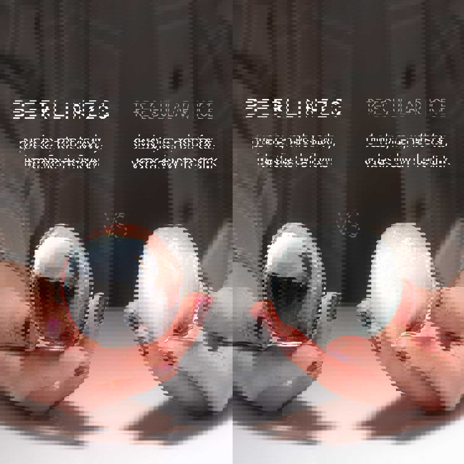 Berlinzo Premium Clear Ice Ball Maker [2024 Upgraded] - Large 2.4-inch Crystal Clear Ice Balls for Whiskey Cocktail