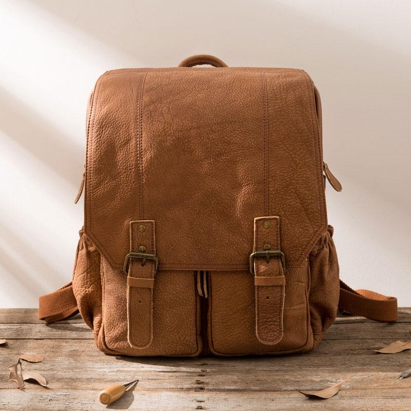 Cool Brown Men's Leather Backpack - Travel & Laptop Backpack