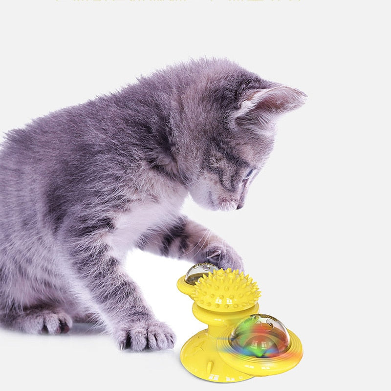 Interactive Puzzle Training Turntable Windmill Ball Toy for Cats