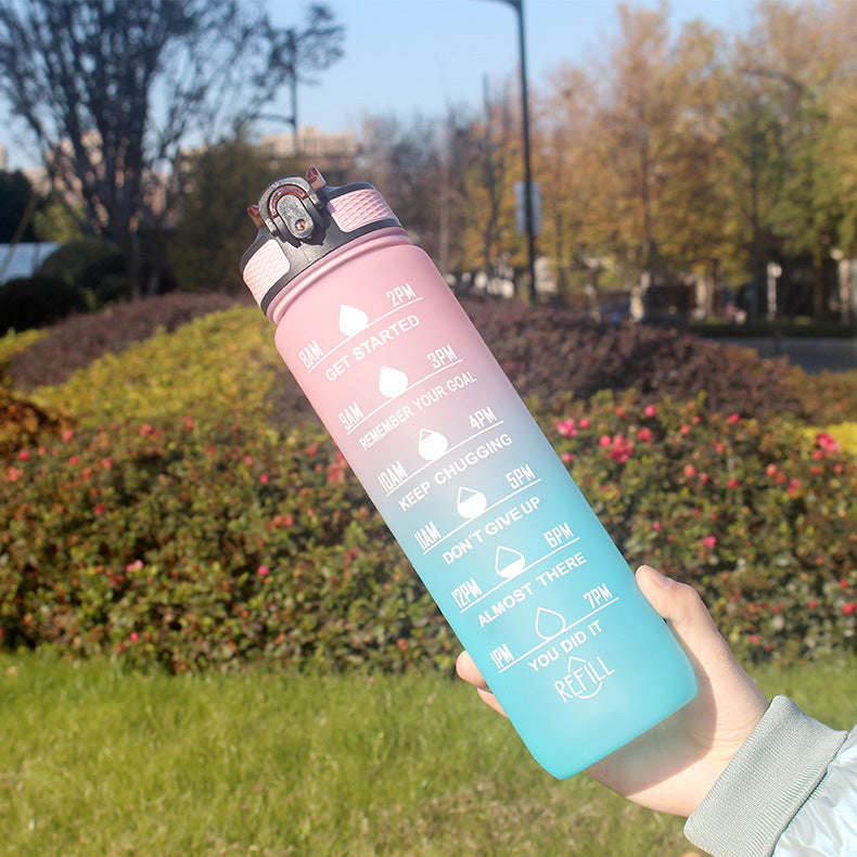 HeyoCombat 32 OZ Motivational Water Bottle with Ice Grid, Leakproof & BPA Free