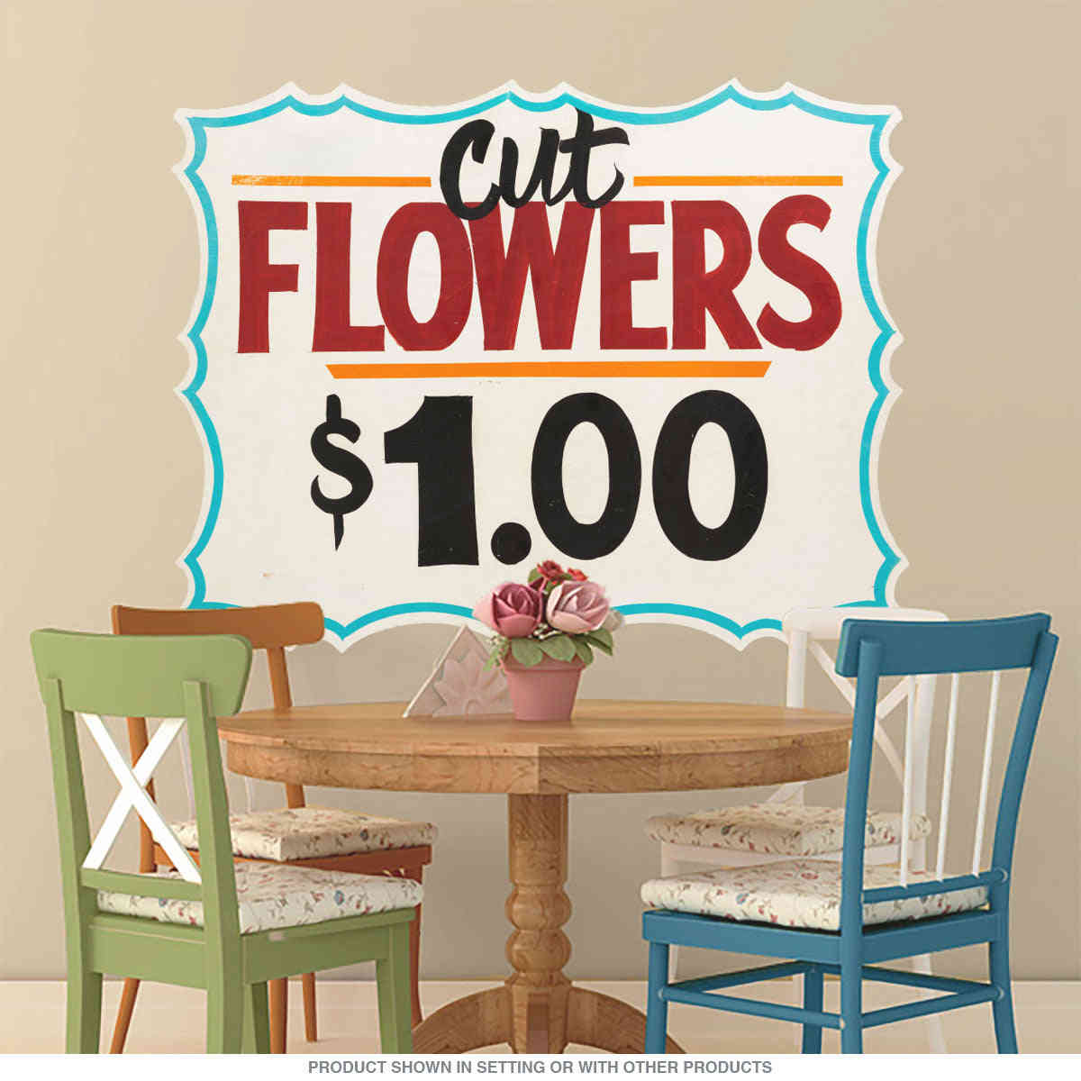 Vintage Cut Flowers One Dollar Florist Wall Decal