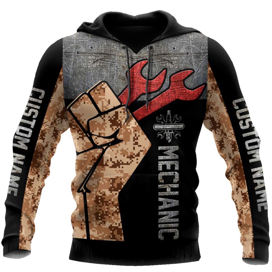 Joycorners Custom Name Mechanic Camo Printed 3D Hoodie