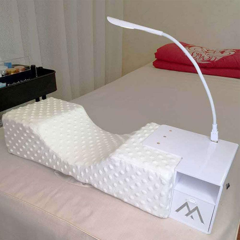 EMVANV Eyelash Extension Set with Ergonomic U-Shaped Memory Foam Pillow & Adjustable LED Light