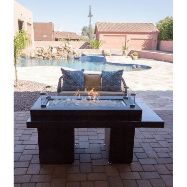 AZ Patio Heaters Rectangle Glass Fire Pit Wind Guard