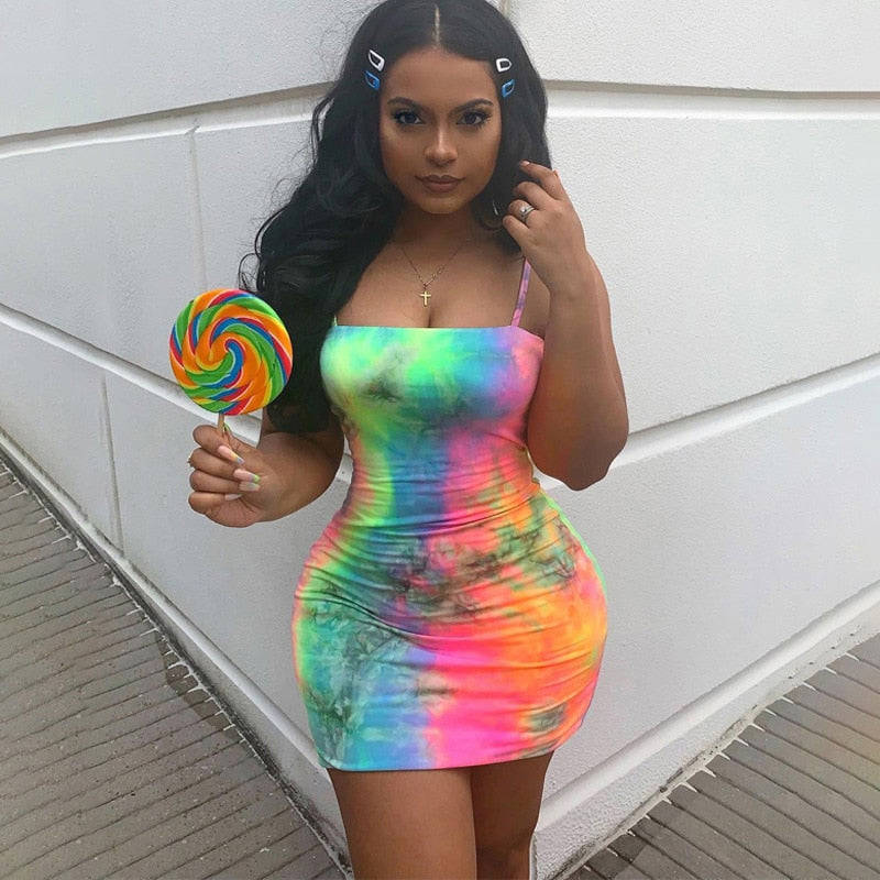 Sexy Sleeveless Slip Bodycon Printed Wrap Party Beach Club Mini Dress