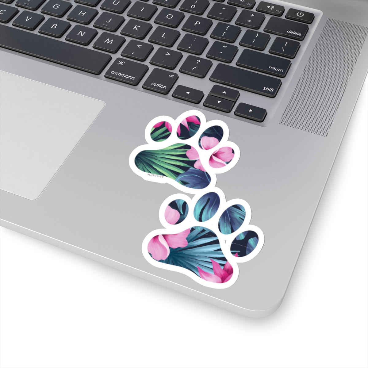 Tropical Dog Paw Print Sticker - Floral Leaf Design for Pets Lovers