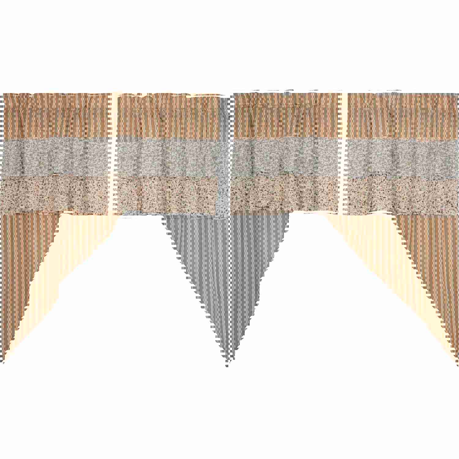 Kaila Ticking Gold Ruffled Swag Set of 2 36x36x16