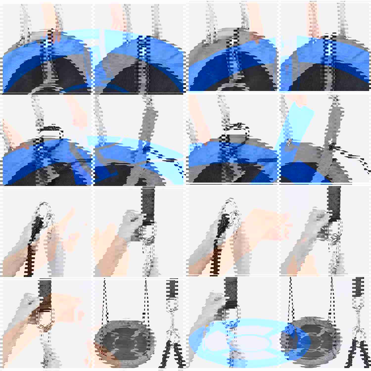 700LBS Weight Capacity 40 Flying Saucer Swing for Kids Outdoor, Large Round Tire Swings for Trees and Swingset, Strong Heavy Duty for Outside Playground, Blue