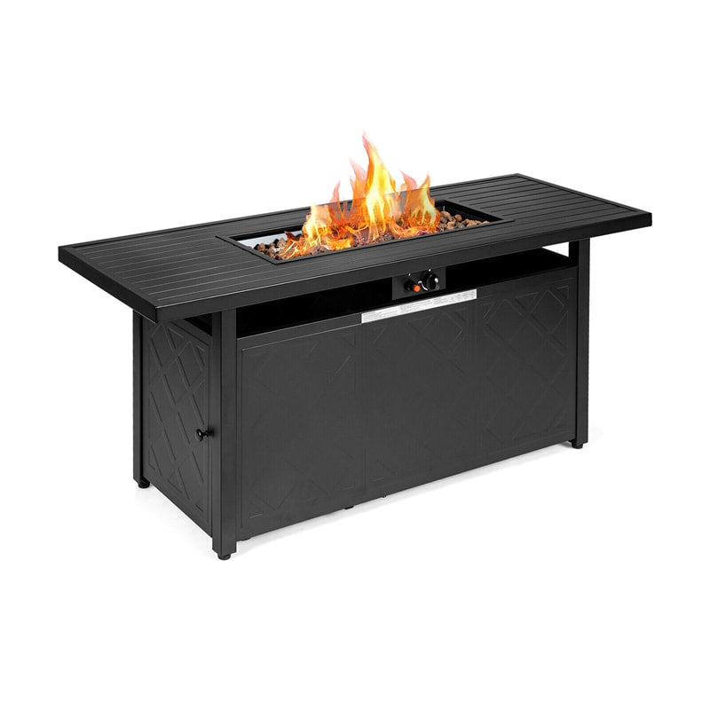 57 Rectangular Propane Fire Pit Table with Auto-Ignition & Lava Rocks