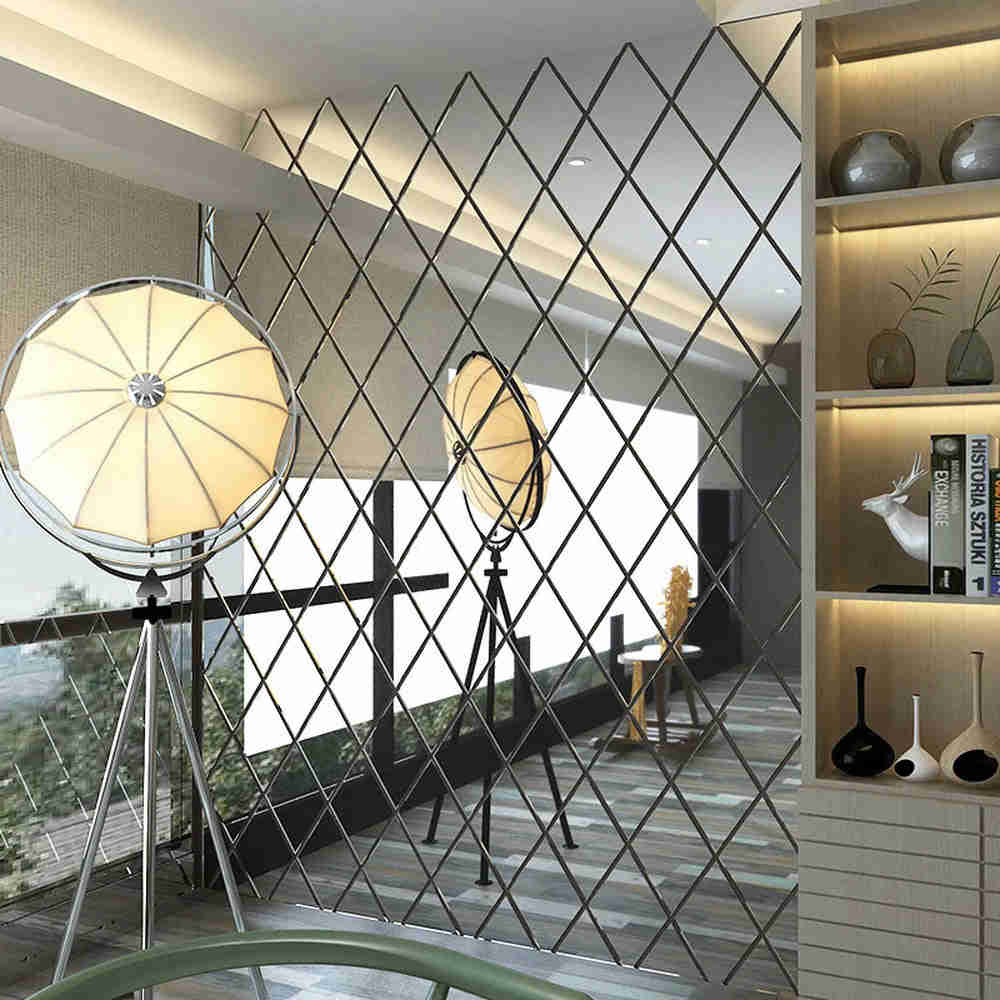 3D Diamond Acrylic Self-Adhesive Mirror Wall Stickers for Modern Home Decor