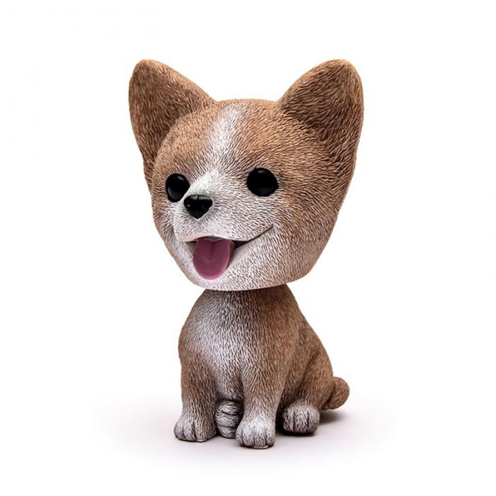 9cm Husky Teddy Pomeranian Car Shake Head Dog Ornament - Cute Nodding Decoration Gift for Car Interior, Home, and Room
