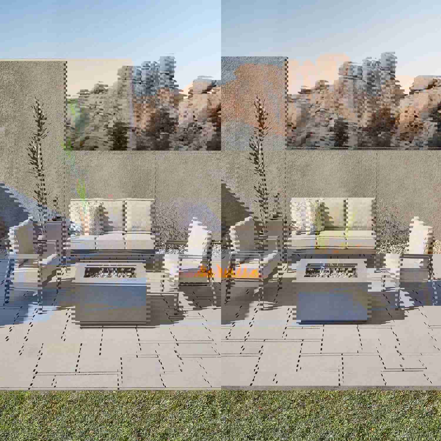 Real Flame Aegean 50 Rectangle Propane or Natural Gas Fire Pit Table