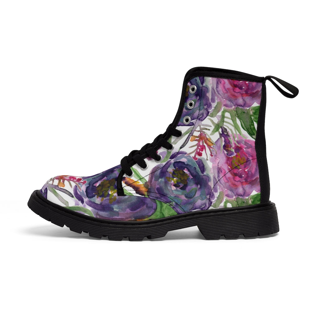Rose Flower Print Women's Boots - Vintage Style Winter Boots for Ladies