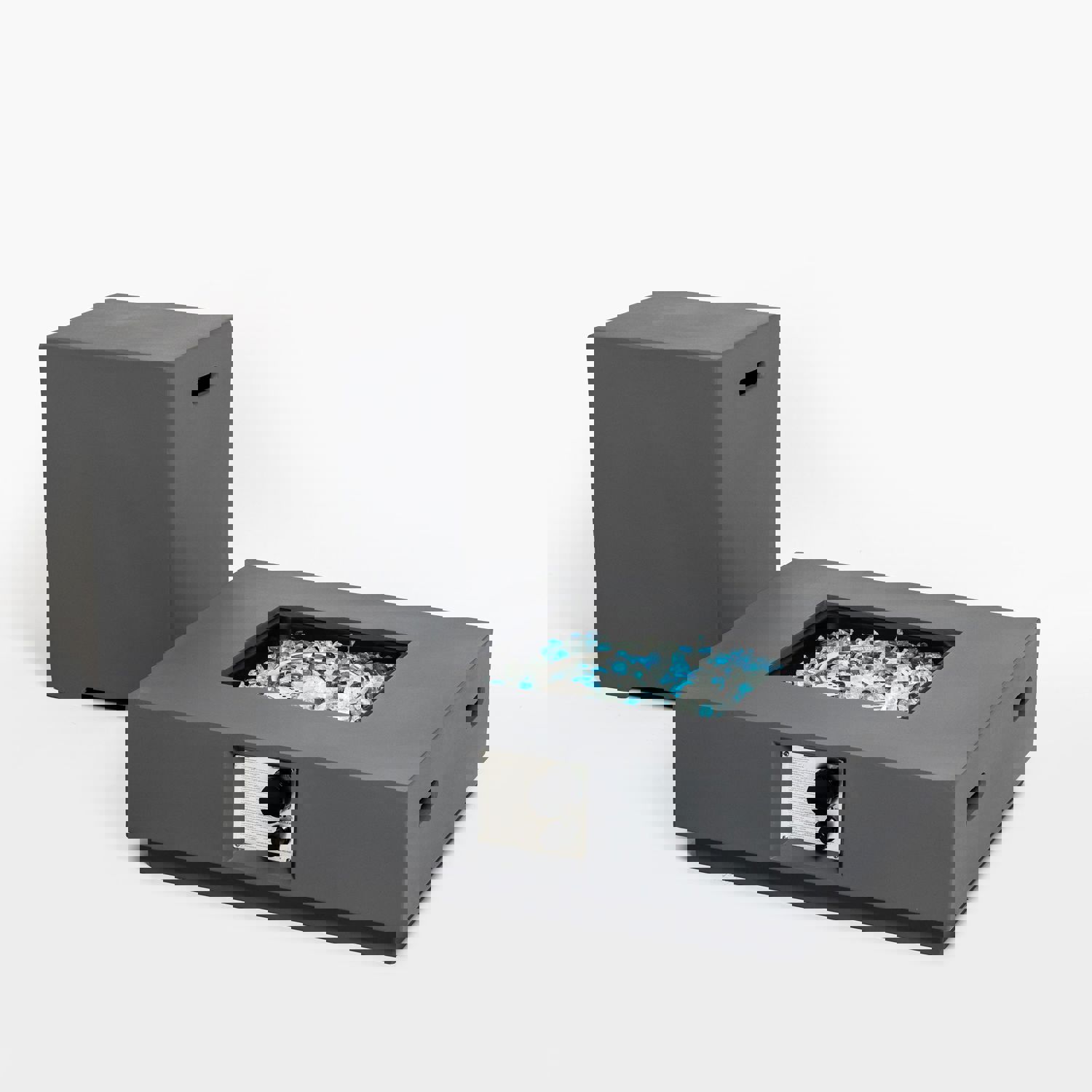 28inch Concrete Propane Outdoor Fire Pit Table with Propane Tank Cover Grey