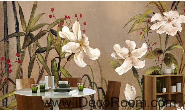 Vintage Bamboo Flower Wallpaper - Natural Wall Decals for Home Decor