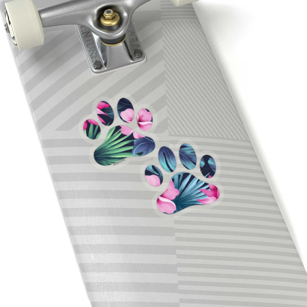 Tropical Dog Paw Print Sticker - Floral Leaf Design for Pets Lovers