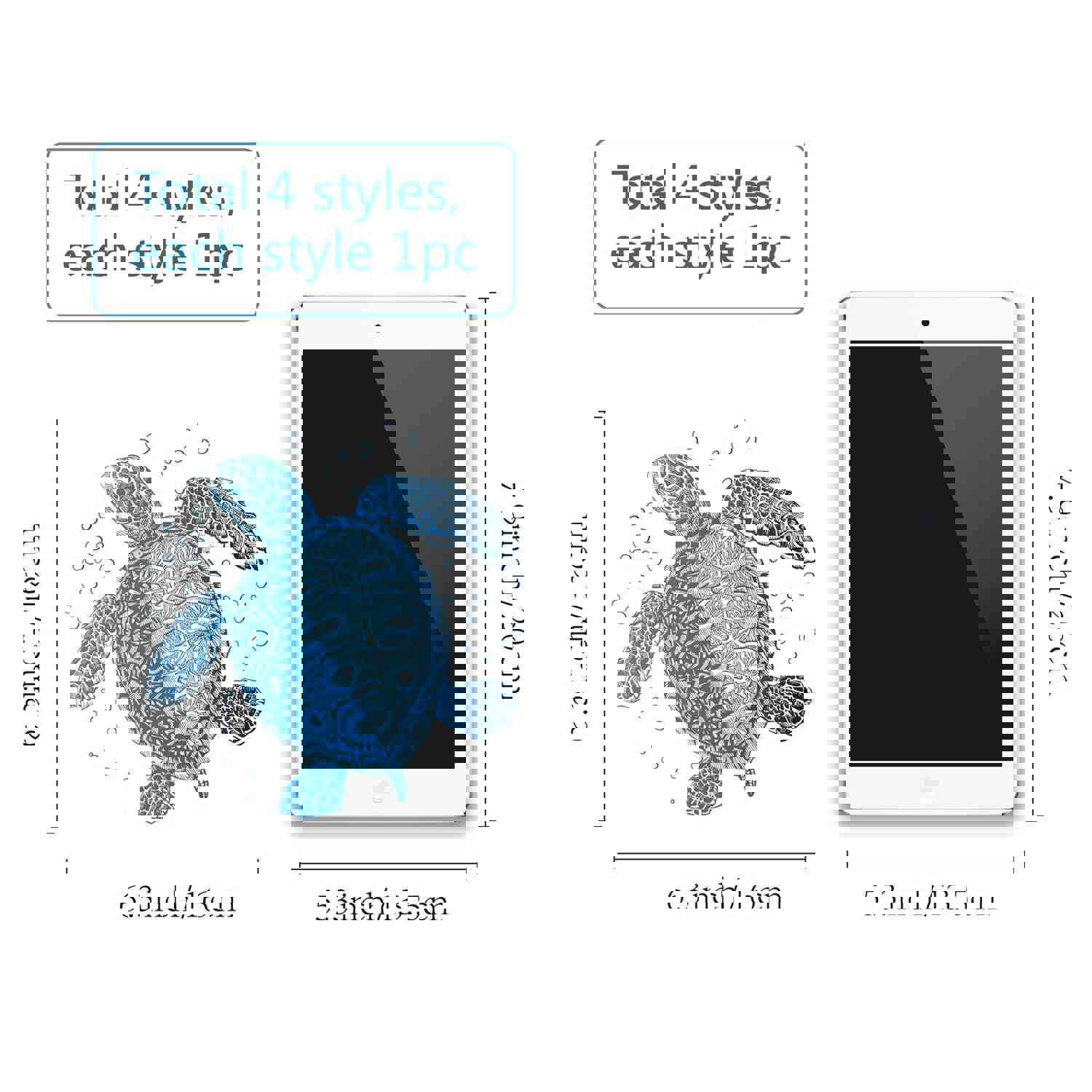 Craspire PVC Wall Sticker Set, Tortoise Pattern, 4 Styles for Window or Stairway Decoration