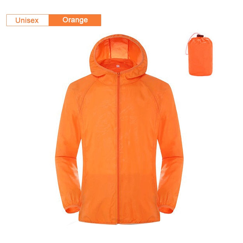 Unisex Waterproof Camping Rain Jacket with Sun Protection and Quick-Dry Feature