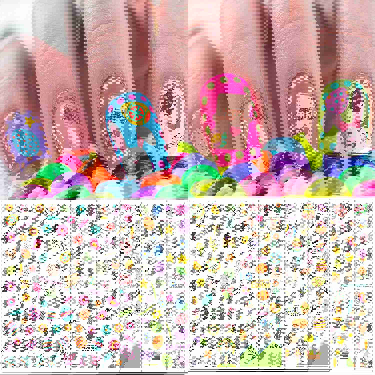 TailaiMei Easter Nail Stickers - Self-Adhesive Nail Art Decals for DIY Nail Decorations