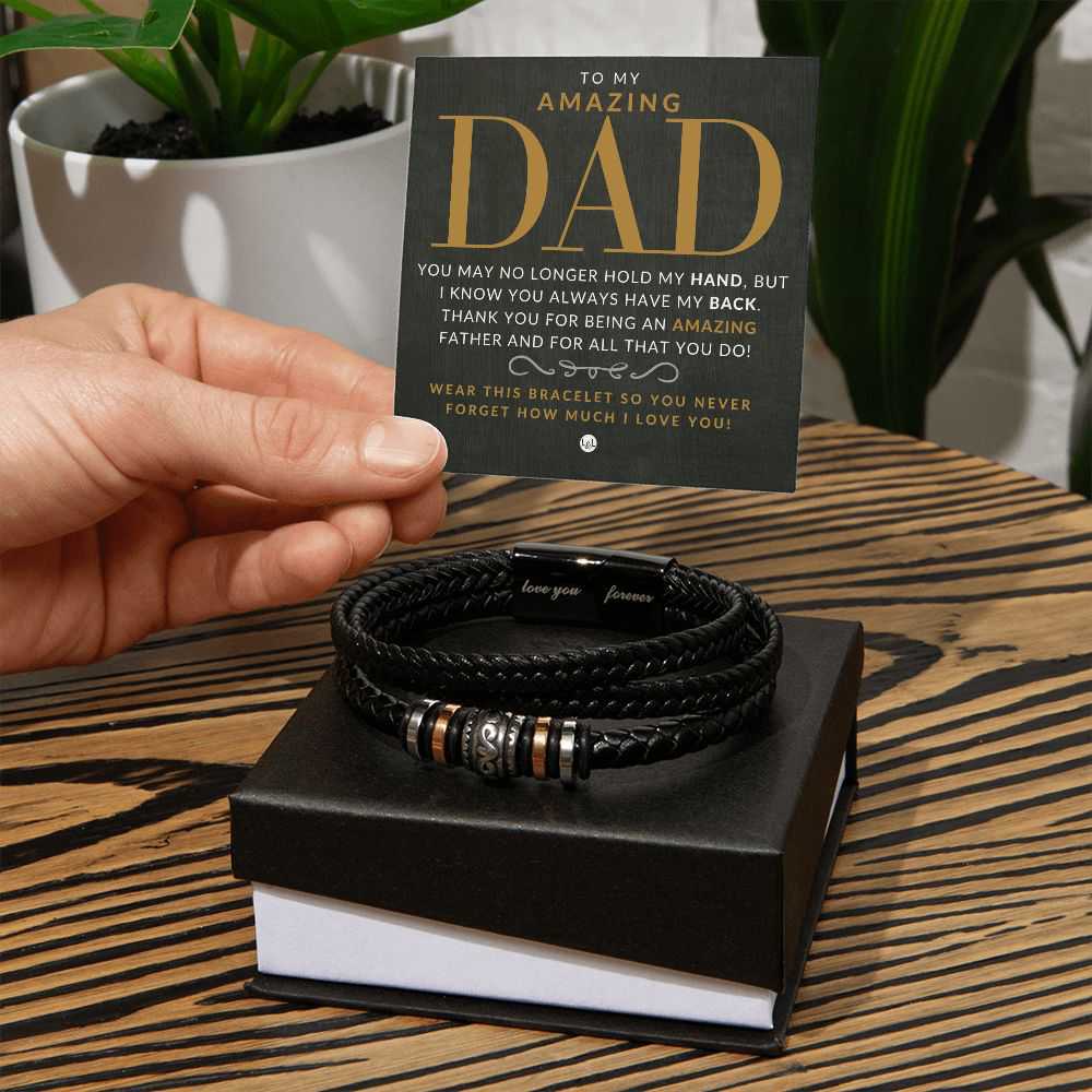 Gift For Dad - Mens Leather Bracelet For Dad - Great For Christmas, Fathers Day or His Birthday
