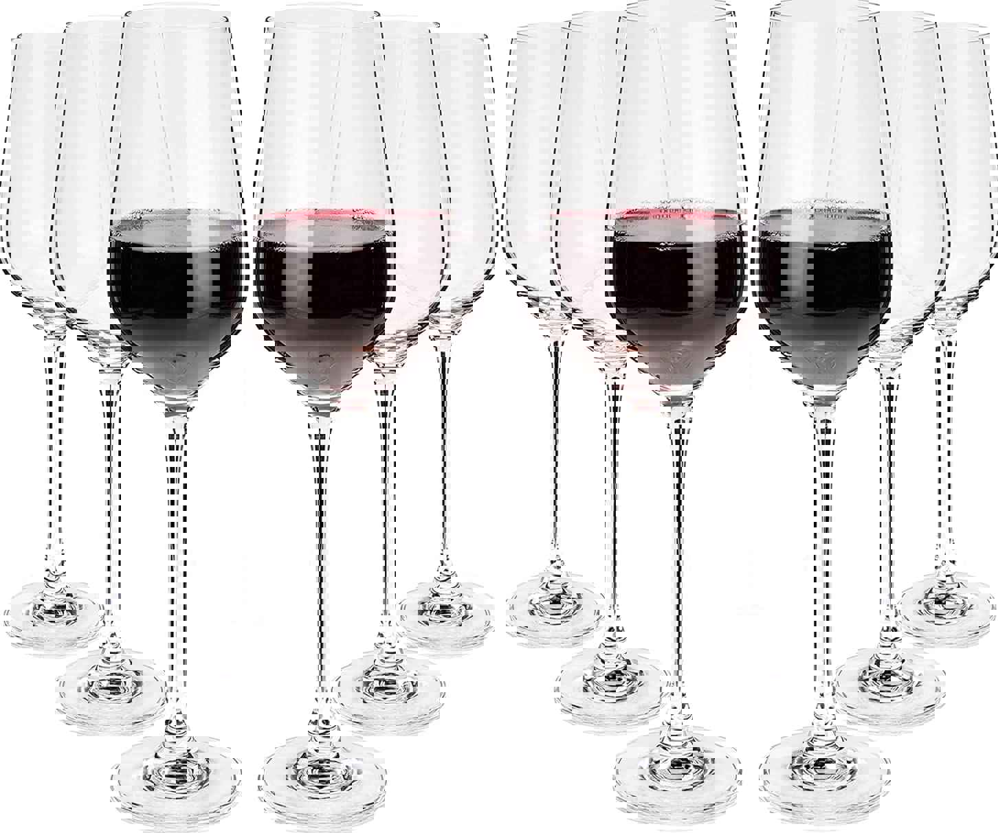 Teemto Crystal Wine Glasses Set of 6 - Hand Blown Italian Style, Lead Free, 17.4 oz