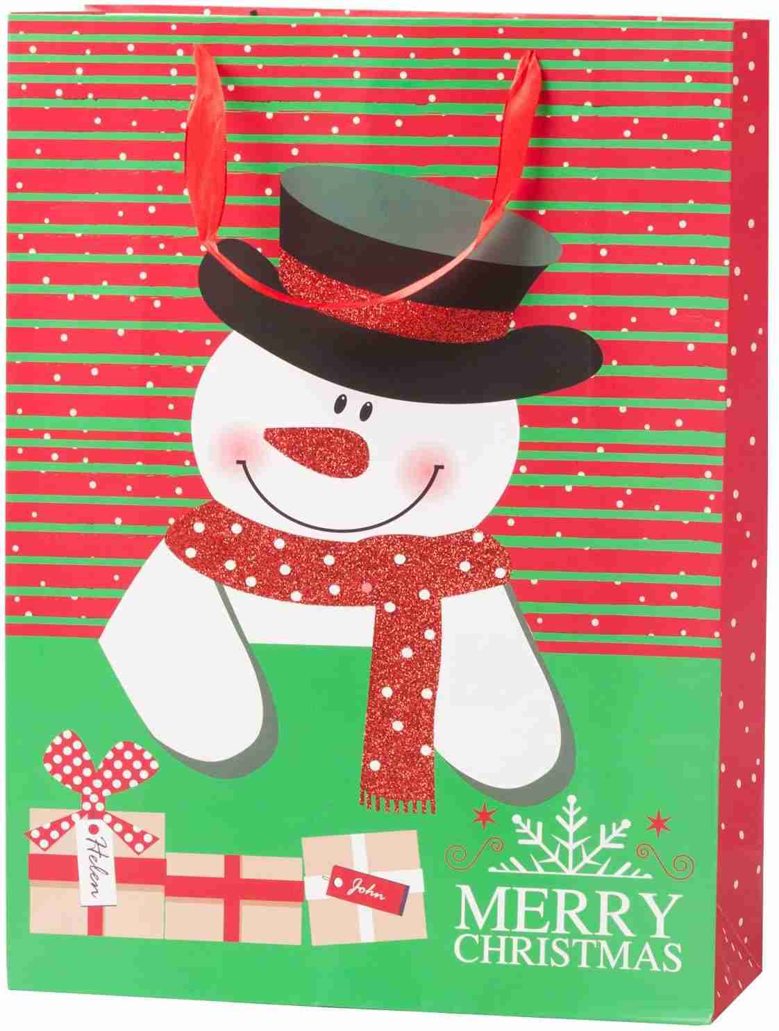 Christmas Paper Gift Bags Bulk Assortment - 1 Dozen Holiday Themed Gift Bags with Handles (3 Sizes, 4 Patterns)