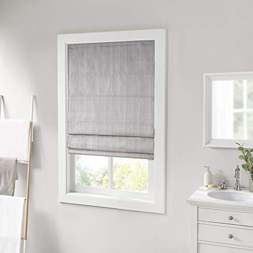 Madison Park Galen Cordless Roman Shades - Grey, 31 x 64, Room Darkening, Energy Efficient