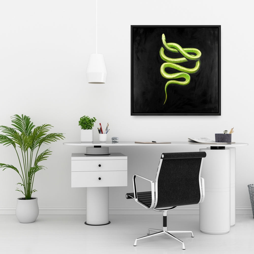 Green Snake Fine Art Gallery Wrapped Canvas 36x36