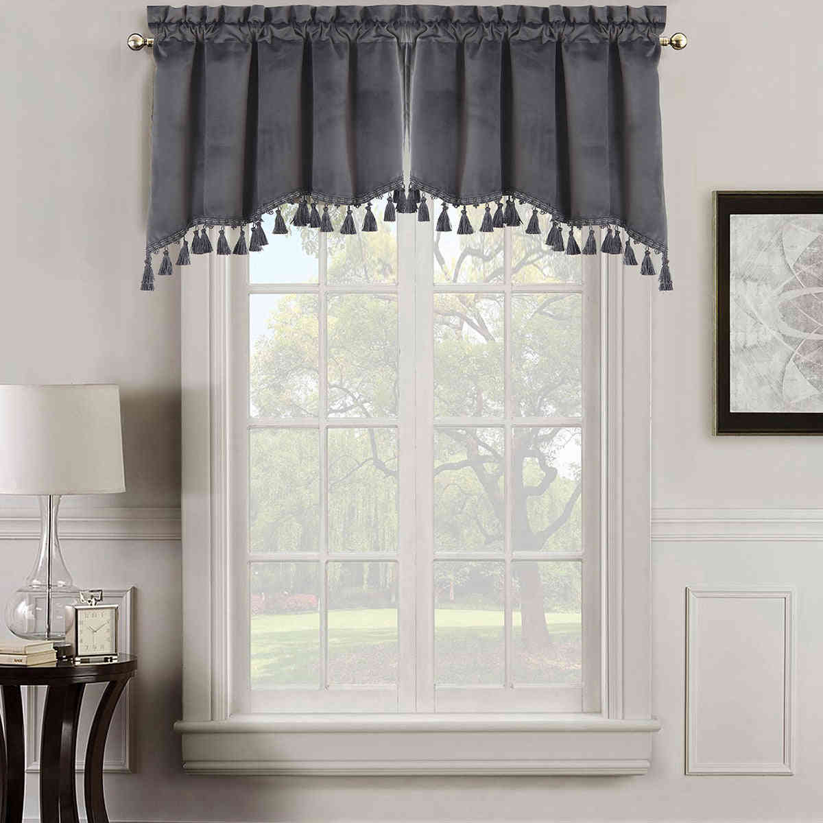 Heavyweight Velvet Swag Valance 70”W x 30”L - Elegant Window Drape with Tassels