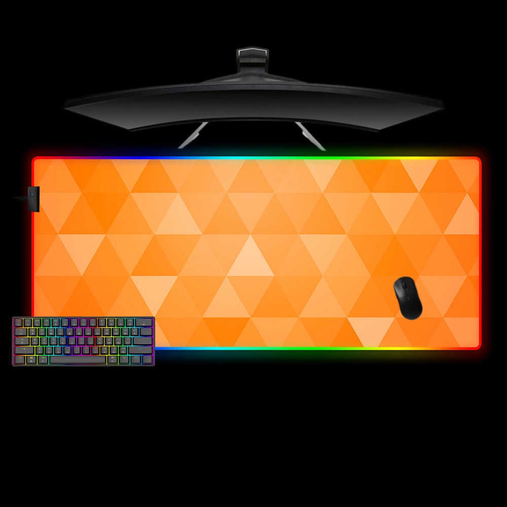 Orange Triangles Design RGB Gaming Mouse Pad with LED Strip