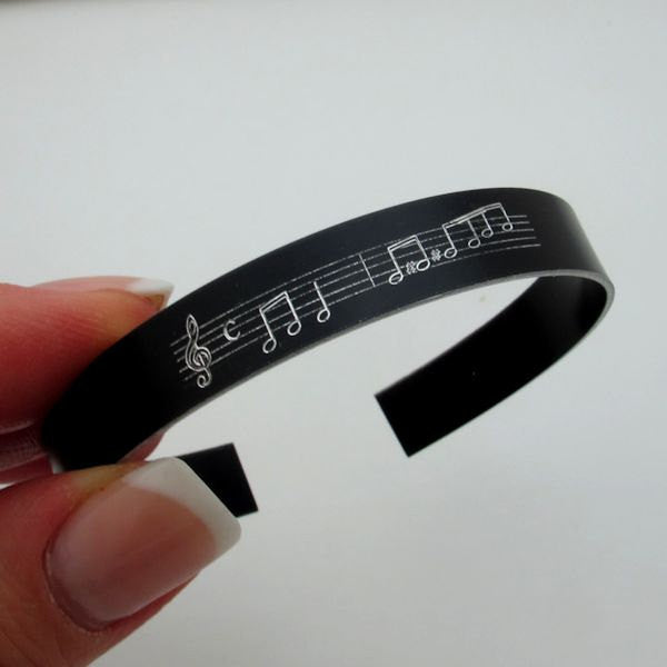 Music Notes Personalized Bracelet - Custom Engraved Musician Gift