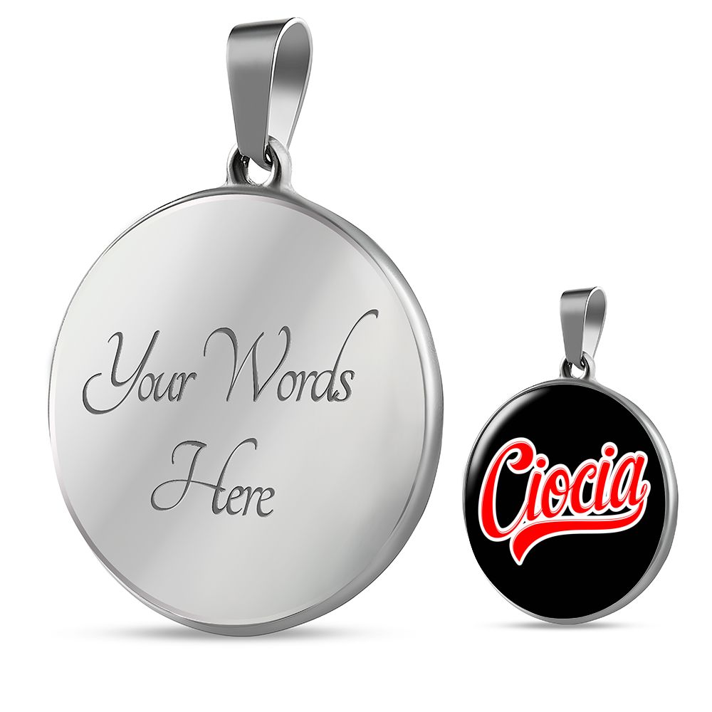 Ciocia Black Circle Pendant Necklace - Adjustable & Engravable